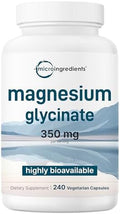 Micro Ingredients Magnesio Glicinato 350mg por Porción, 240 Cápsulas Veganas | Forma Elemental Potente, 100% Quelado, Alta Biodisponibilidad | - imagen 1