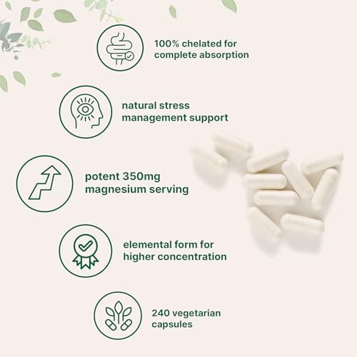 Micro Ingredients Magnesio Glicinato 350mg por Porción, 240 Cápsulas Veganas | Forma Elemental Potente, 100% Quelado, Alta Biodisponibilidad | - imagen 3