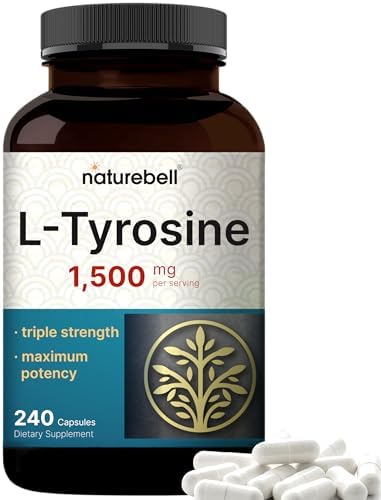 Suplemento de L-Tirosina, 1,500 mg por porción, 240 cápsulas | Aminoácidos Esenciales – Apoyo para la Salud Cerebral, Memoria y Alerta Mental – Sin - imagen 1