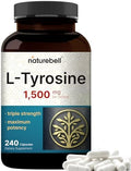 Suplemento de L-Tirosina, 1,500 mg por porción, 240 cápsulas | Aminoácidos Esenciales – Apoyo para la Salud Cerebral, Memoria y Alerta Mental – Sin - imagen 1