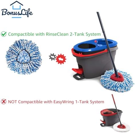 Repuestos de Cabezas de Trapeador O-Ceda RinseClean Dual, Microfibra, Paquete de 6, Fácil Limpieza, Color Azul - imagen 2