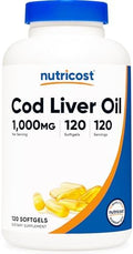 Aceite de Hígado de Bacalao Nutricost 1000mg, 120 Cápsulas Blandas - Sin OGM y Libre de Gluten - imagen 1