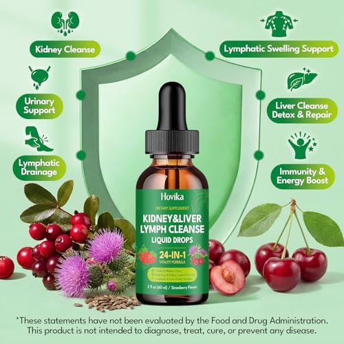 Gotas Detox y Reparación 24 en 1 para Riñón, Hígado y Linfa, Fórmula Inmunológica con Arándano y Cardo Mariano, Sabor Fresa, 2 FL Oz - imagen 5