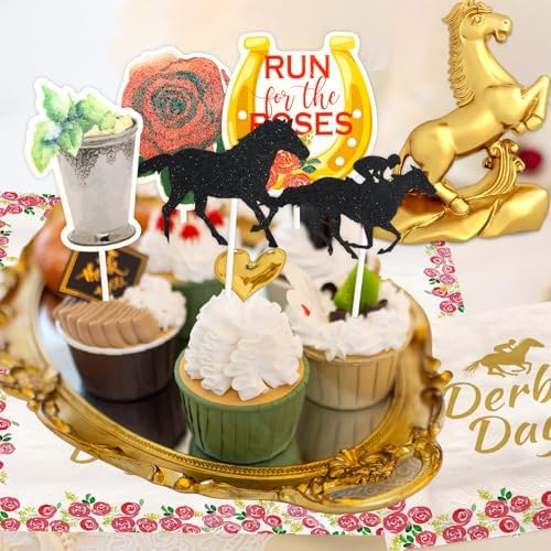 Servilletas desechables Fancy Land de carreras de caballos, 100 piezas, con foil dorado, para fiesta de Derby - imagen 3