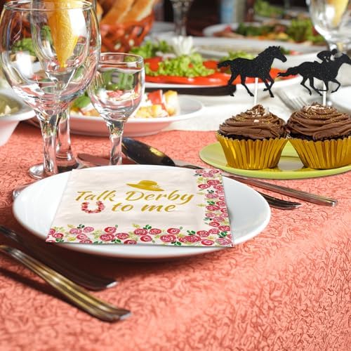 Servilletas desechables Fancy Land de carreras de caballos, 100 piezas, con foil dorado, para fiesta de Derby - imagen 7