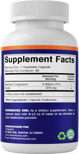 Suplemento Probiótico Vitamatic Bacillus Coagulans Estable - Promueve la Salud Digestiva - 60 Cápsulas Vegetales - Resistente a Ácidos Estomacales - imagen 8