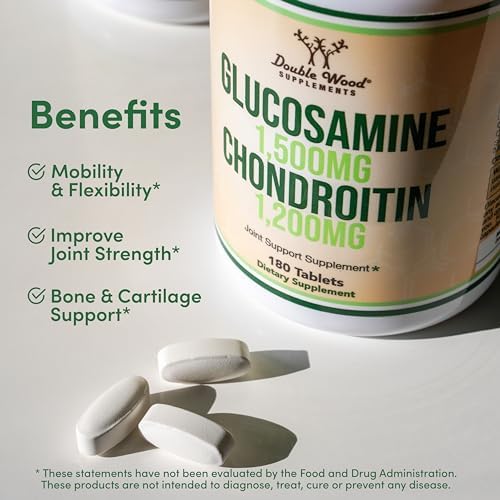 Suplemento de Soporte Articular Glucosamina Condroitina Triple Fuerza (1,500mg Glucosamina, 1,200mg Condroitina) 180 Tabletas, Libre de Gluten, No - imagen 3