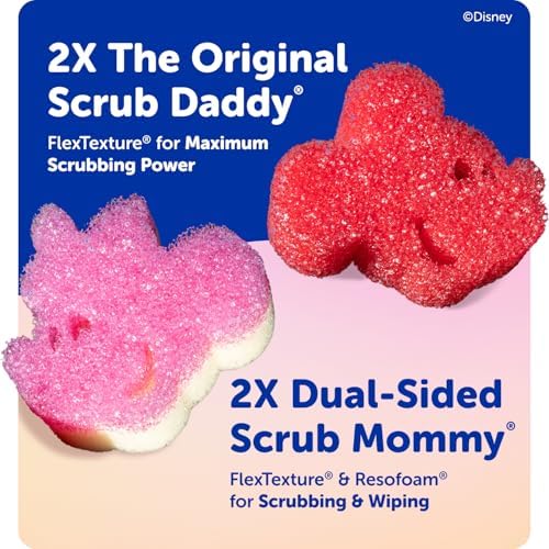 Esponjas de Cocina Scrub Daddy Mickey y Minnie Mouse - Incluye 2 Esponjas Scrub Daddy y 2 Estropajos Scrub Mommy - Edición Especial (4 Piezas) - imagen 3