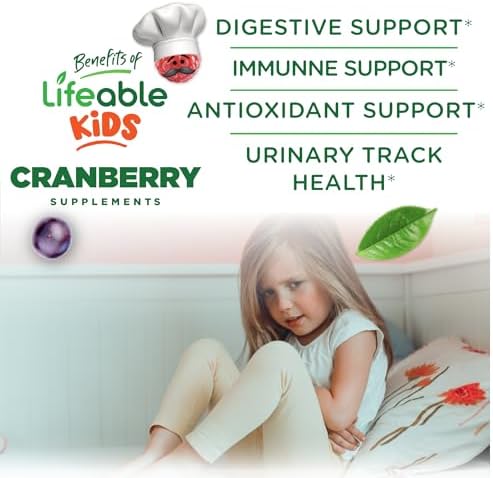 Gomitas de Arándano Lifeable para Niños | Suplemento Sabroso para Salud del Tracto Urinario, Vejiga y Digestión | Vegano y Sin OGM | 60 Unidades - imagen 3