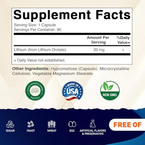 Vitamatic Orotato de Litio 20mg, 90 Cápsulas Veganas - Sin OGM, Sin Gluten - imagen 2