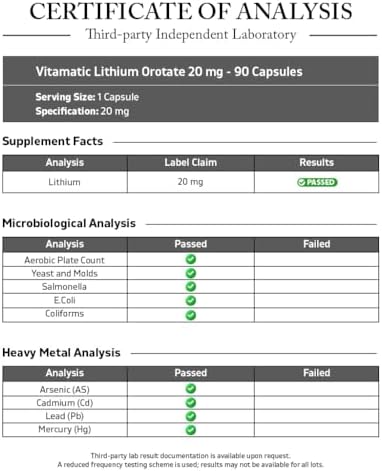 Vitamatic Orotato de Litio 20mg, 90 Cápsulas Veganas - Sin OGM, Sin Gluten - imagen 3