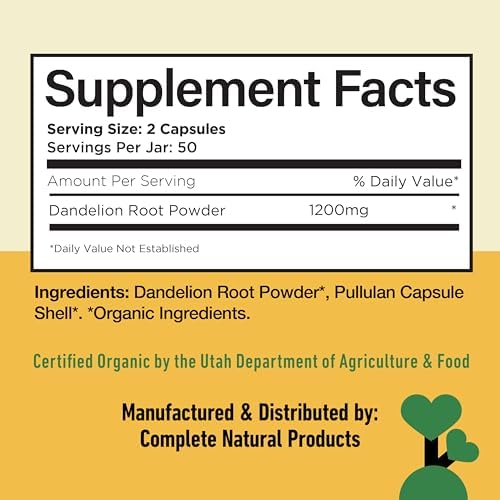 Cápsulas de Raíz de Diente de León Orgánicas 600mg - Suplemento Herbal para Detoxificación Hepática y Digestiva, Vegano, Sin GMO, Sin Rellenos, Libre - imagen 4