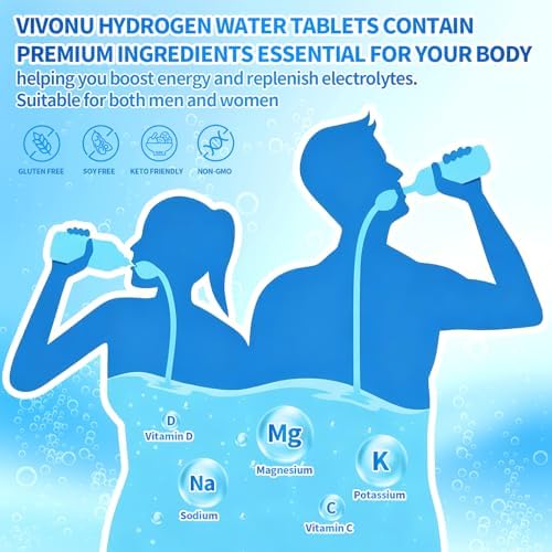Tabletas de Agua Hidrógeno VivoNu con Electrolitos y Complejo de Magnesio, Vitamina C y D | Paquete de 2 Sabores (Naranja y Frambuesa) | Alternativa - imagen 3