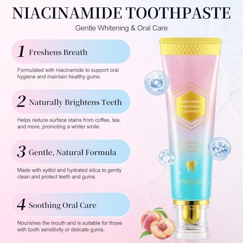 Pasta de Dientes Blanqueadora con Niacinamida 2 Paquetes, Efecto Intensivo, Aliento Fresco, 7.6 Oz - imagen 5
