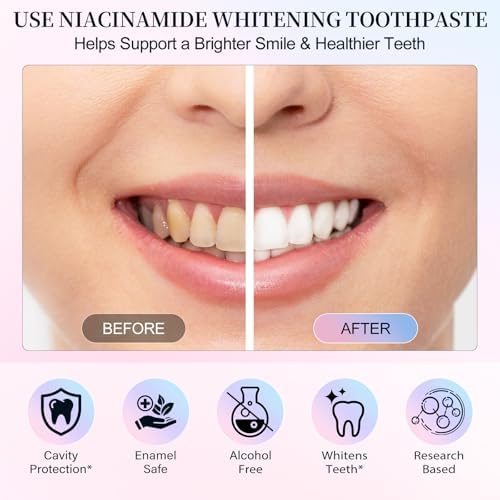 Pasta de Dientes Blanqueadora con Niacinamida 2 Paquetes, Efecto Intensivo, Aliento Fresco, 7.6 Oz - imagen 6