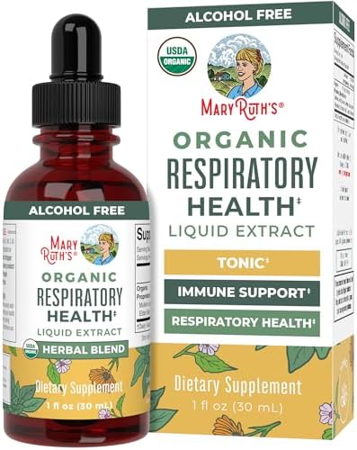 MaryRuth Organics Gotas Líquidas Orgánicas para la Salud Respiratoria con Hoja de Mullein | Raíz de Malvavisco & Saúco | Suplemento Vegano de 1 Fl Oz - imagen 1
