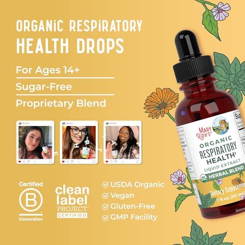 MaryRuth Organics Gotas Líquidas Orgánicas para la Salud Respiratoria con Hoja de Mullein | Raíz de Malvavisco & Saúco | Suplemento Vegano de 1 Fl Oz - imagen 8