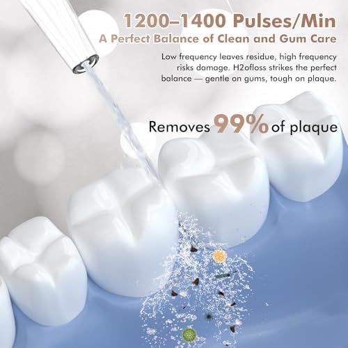 H2ofloss Irrigador Dental Portátil con Punta para Principiantes – 5 Modos de Cuidado Oral, Batería Recargable de 2500mAh, Tanque de 300ml, IPX7, - imagen 5