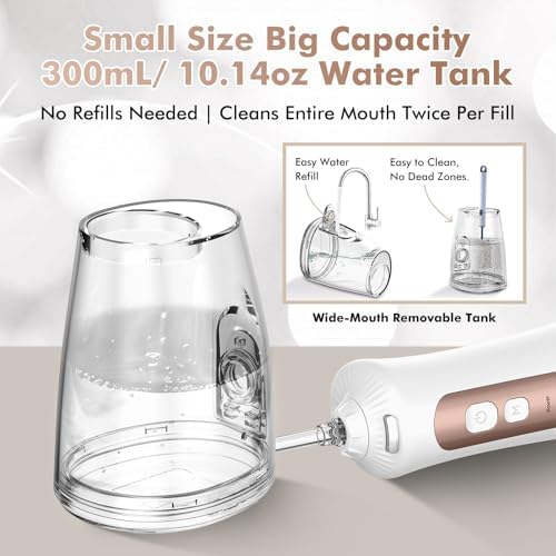 H2ofloss Irrigador Dental Portátil con Punta para Principiantes – 5 Modos de Cuidado Oral, Batería Recargable de 2500mAh, Tanque de 300ml, IPX7, - imagen 8