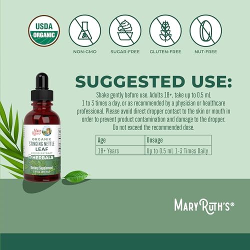 Extracto de Hoja de Ortiga MARYRUTH'S Organics | Suplemento Detox en Gotas Herbales | Orgánico USDA | Vegano | Sin OGM | Sin Gluten | 1 Oz Líquido - imagen 3