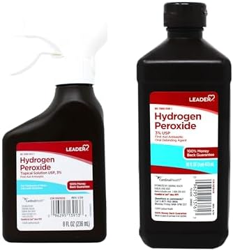 Botella de Spray de Peróxido de Hidrógeno LEADER 3% Solución Antiséptica de ros Auxilios con Recarga, 24 Onzas - imagen 1