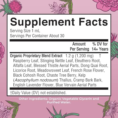 Suplementos Herbales Líquidos Orgánicos para Mujeres MaryRuth Organics | Incluye Ortiga, Hoja de Frambuesa, Raíz de Eleuthero, Baya de Sauzgatillo | - imagen 2