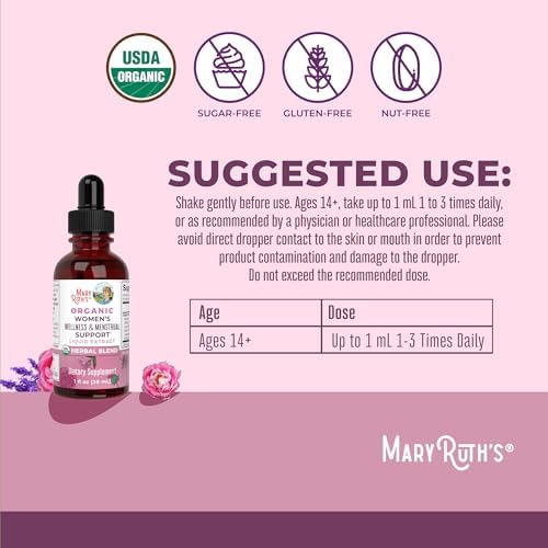 Suplementos Herbales Líquidos Orgánicos para Mujeres MaryRuth Organics | Incluye Ortiga, Hoja de Frambuesa, Raíz de Eleuthero, Baya de Sauzgatillo | - imagen 3