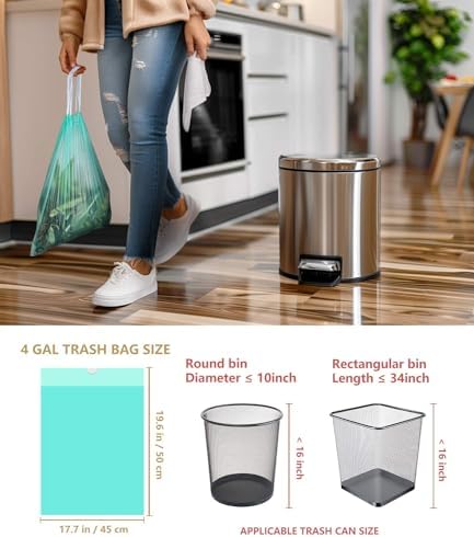 Bolsas de Basura Compostables AYOTEE de 4 Galones, 100 Piezas, Ultra Resistentes y Sin Aroma, para Baño, Cocina, Auto y Mascotas - imagen 3