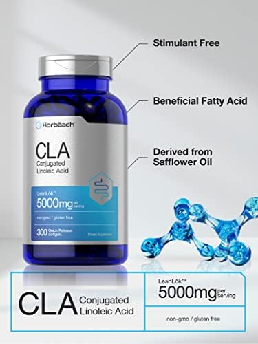 Suplemento de CLA Horbäach | 300 Cápsulas Blandas | Máxima Potencia | Ácido Linoleico Conjugado de Aceite de Cártamo | Sin OGM, Sin Gluten - imagen 3