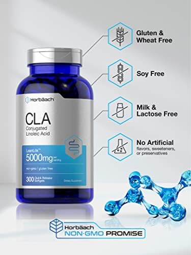 Suplemento de CLA Horbäach | 300 Cápsulas Blandas | Máxima Potencia | Ácido Linoleico Conjugado de Aceite de Cártamo | Sin OGM, Sin Gluten - imagen 4