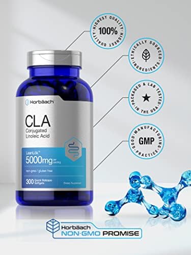 Suplemento de CLA Horbäach | 300 Cápsulas Blandas | Máxima Potencia | Ácido Linoleico Conjugado de Aceite de Cártamo | Sin OGM, Sin Gluten - imagen 5
