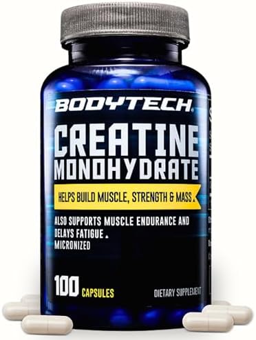 Cápsulas de Creatina Monohidratada BodyTech, Fórmula Micronizada para Hombres y Mujeres, 2250 mg por Porción, Suplemento Pre y Post Entrenamiento, - imagen 1