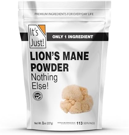 It's Just! - Polvo de Hongo Melena de León, Superalimento Natural, Apoyo Cerebral, Salud Inmunológica, Aumenta Energía, No OGM, 8oz - imagen 1