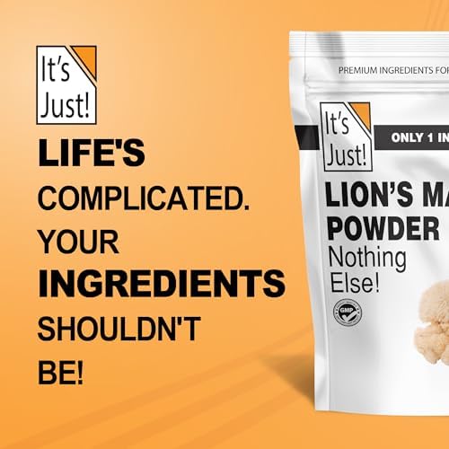 It's Just! - Polvo de Hongo Melena de León, Superalimento Natural, Apoyo Cerebral, Salud Inmunológica, Aumenta Energía, No OGM, 8oz - imagen 8
