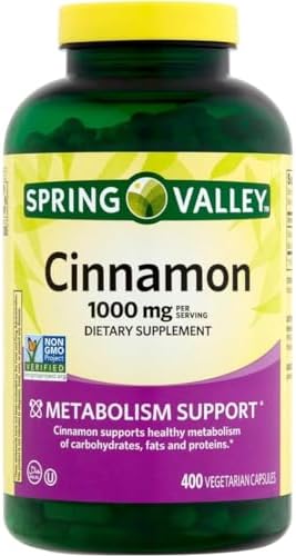 Suplemento Dietético ResMask Spring Valley de Canela, 1000 mg, 400 Cápsulas Vegetarianas - Apoyo al Metabolismo. Incluye Sticker. - imagen 1