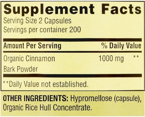 Suplemento Dietético ResMask Spring Valley de Canela, 1000 mg, 400 Cápsulas Vegetarianas - Apoyo al Metabolismo. Incluye Sticker. - imagen 2