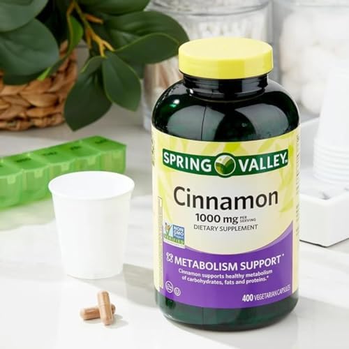 Suplemento Dietético ResMask Spring Valley de Canela, 1000 mg, 400 Cápsulas Vegetarianas - Apoyo al Metabolismo. Incluye Sticker. - imagen 3