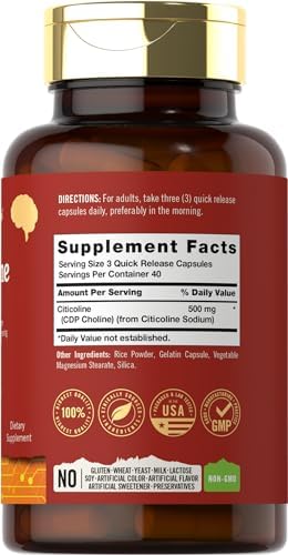 Suplemento de Citicolina Tahoe Nutritionals | 500mg | 120 Cápsulas | CDP Colina | Grado Terapéutico | Sin OGM y Libre de Gluten - imagen 2