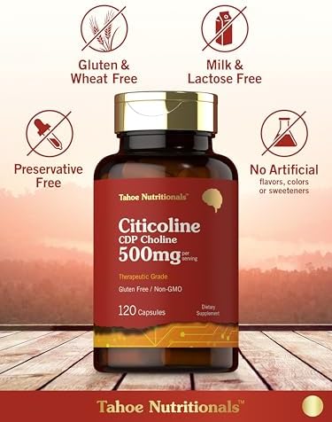 Suplemento de Citicolina Tahoe Nutritionals | 500mg | 120 Cápsulas | CDP Colina | Grado Terapéutico | Sin OGM y Libre de Gluten - imagen 5