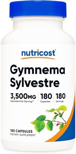 Extracto de Gymnema Sylvestre Nutricost 180 Cápsulas - 180 Porciones por Botella, Libre de GMO, Sin Gluten y Apto para Vegetarianos - imagen 1