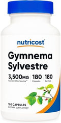 Extracto de Gymnema Sylvestre Nutricost 180 Cápsulas - 180 Porciones por Botella, Libre de GMO, Sin Gluten y Apto para Vegetarianos - imagen 1