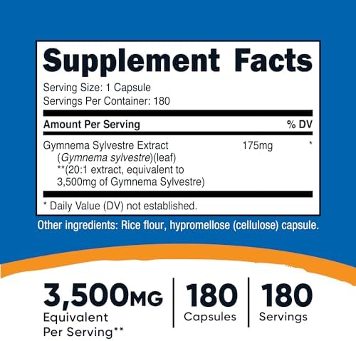 Extracto de Gymnema Sylvestre Nutricost 180 Cápsulas - 180 Porciones por Botella, Libre de GMO, Sin Gluten y Apto para Vegetarianos - imagen 2