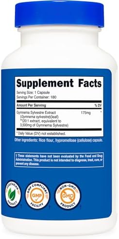 Extracto de Gymnema Sylvestre Nutricost 180 Cápsulas - 180 Porciones por Botella, Libre de GMO, Sin Gluten y Apto para Vegetarianos - imagen 5