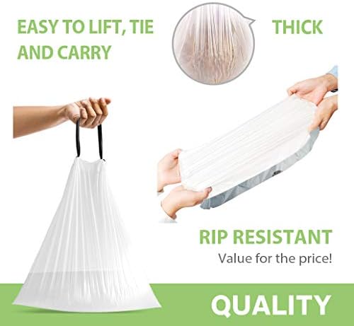 Bolsas de Basura de 4 Galones y 320 Cuentas con Cuerda de Teivio, Forros para Bote de Baño, Bolsas Plásticas Pequeñas para Hogar y Oficina, Color - imagen 3