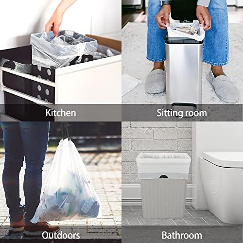 Bolsas de Basura de 4 Galones y 320 Cuentas con Cuerda de Teivio, Forros para Bote de Baño, Bolsas Plásticas Pequeñas para Hogar y Oficina, Color - imagen 5