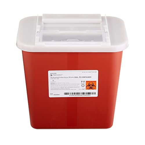 Contenedor de Desechos Peligrosos McKesson para Agujas - Plástico, Entrada Horizontal, Tapa Deslizante Translúcida - Rojo, 2 gal, 7 in x 10 1/2 in x - imagen 1
