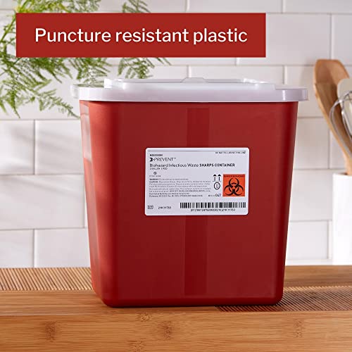 Contenedor de Desechos Peligrosos McKesson para Agujas - Plástico, Entrada Horizontal, Tapa Deslizante Translúcida - Rojo, 2 gal, 7 in x 10 1/2 in x - imagen 2