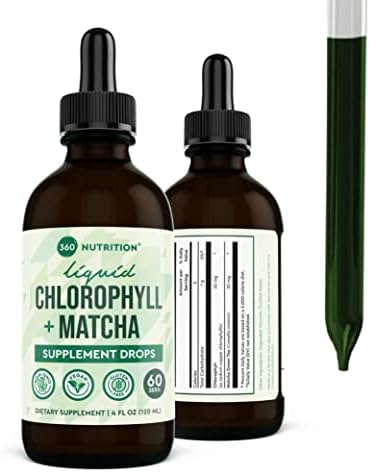 Gotas Líquidas de Matcha y Clorofila 360 Nutrition con L-Theanine, Suplemento Vegano y Sin Gluten, Apoya la Salud Digestiva y la Piel Radiante, 60 - imagen 1
