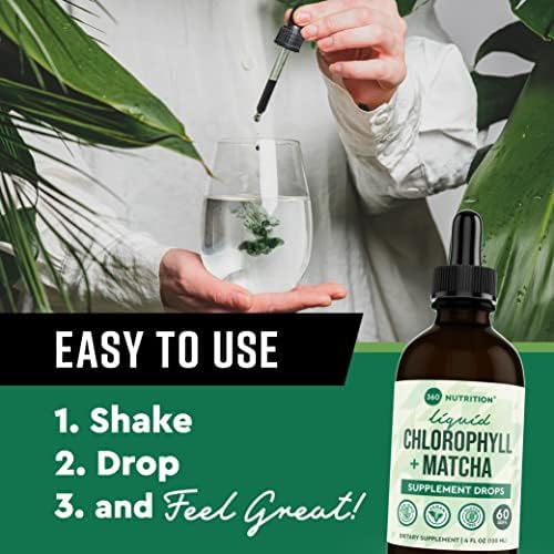 Gotas Líquidas de Matcha y Clorofila 360 Nutrition con L-Theanine, Suplemento Vegano y Sin Gluten, Apoya la Salud Digestiva y la Piel Radiante, 60 - imagen 7