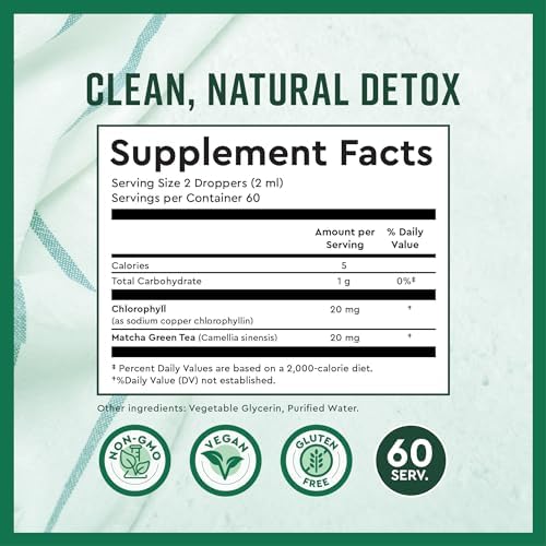 Gotas Líquidas de Matcha y Clorofila 360 Nutrition con L-Theanine, Suplemento Vegano y Sin Gluten, Apoya la Salud Digestiva y la Piel Radiante, 60 - imagen 8